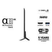 LG 50'' QNED evo MiniLED QNED85 4K AI TV - 2026, LG QNED evo AI QNED85 Mini LED med Dynamic QNED Color Pro fyller skjermen med levende, flytende utbrudd av flerfarget, malinglignende bevegelse, og viser forbedret fargekraft som er sertifisert for 10, 50QNED85B6B, thumbnail 3
