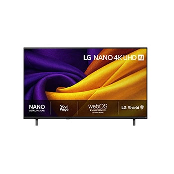 LG 55'' Nano UHD NU90 4K AI TV - 2026, Frontbildet av LG NANO 4K UHD AI NU85, som ble lansert i 2026, fyller skjermen med glatte, flytende lag av levende, stofflignende teksturer, mens buede, flerfargede folder sprer seg over skjermen., 55NU900B6LA, thumbnail 1