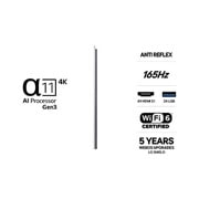 LG 97'' OLED evo Gallery G6 4K AI TV - 2026, LG OLED evo AI G6, drevet av Hyper Radiant Color Tech, viser X3,9 lysere bilder med alpha 11 AI Processor 4K Gen3 Dual AI Engine, Reflection Free Premium og Perfect Black og Perfect Color-merker i en , OLED97G64LW, thumbnail 3