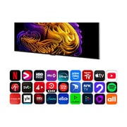 LG 97'' OLED evo Gallery G6 4K AI TV - 2026, LG OLED evo AI G6 med Reflection Free Premium viser en side-ved-side-sammenligning med andre OLED-TVer med matt skjerm, og holder bildet av den svarte jaguaren klart med dype svarte farger og fin teks, OLED97G64LW, thumbnail 5