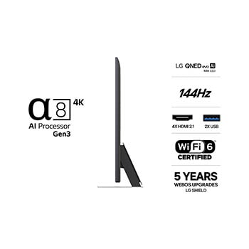 LG 50'' QNED evo MiniLED QNED86 4K AI TV - 2026, LG QNED evo AI QNED86 Mini LED med Dynamic QNED Color Pro fyller skjermen med levende, flytende utbrudd av flerfarget, malinglignende bevegelse, og viser forbedret fargekraft som er sertifisert for 10, 50QNED86B6B, thumbnail 3