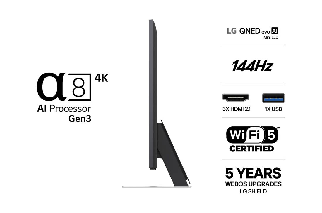 LG 43'' QNED evo MiniLED QNED86 4K AI TV - 2026, LG QNED evo AI QNED86 Mini LED med Dynamic QNED Color Pro fyller skjermen med levende, flytende utbrudd av flerfarget, malinglignende bevegelse, og viser forbedret fargekraft som er sertifisert for 10, 43QNED86B6B, thumbnail 3