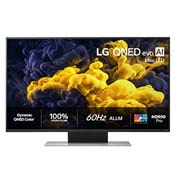 LG 43'' QNED evo MiniLED QNED86 4K AI TV - 2026, Frontbildet av LG QNED evo AI QNED86 Mini LED, lansert i 2026, fyller skjermen med levende, flytende utbrudd av flerfarget, malinglignende bevegelse, mens tette fargeskyer smelter sømløst sammen på sk, 43QNED86B6B, thumbnail 1