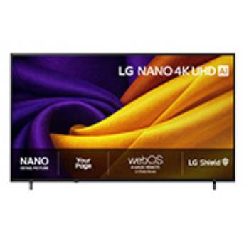 LG 75'' Nano UHD NU90 4K AI TV - 2026, Frontbildet av LG NANO 4K UHD AI NU85, som ble lansert i 2026, fyller skjermen med glatte, flytende lag av levende, stofflignende teksturer, mens buede, flerfargede folder sprer seg over skjermen., 75NU900B6LA, thumbnail 1