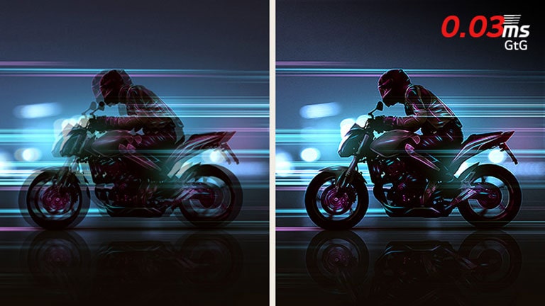 Racing spillscene med ekstremt rask responstid på 0,03 ms (GtG).