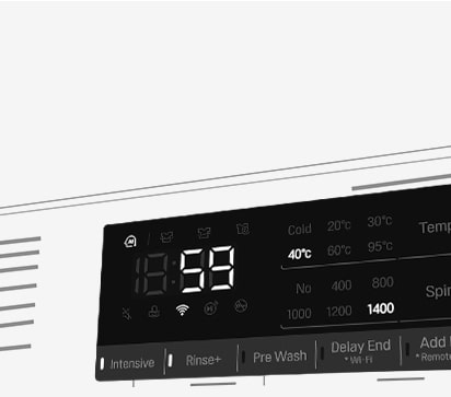 This is an enlarged image of the washing machine panel so that the display can be clearly seen.