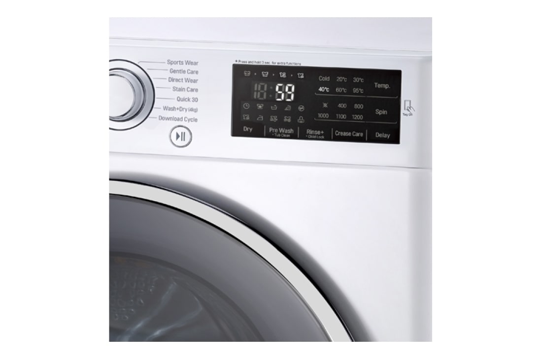 LG 1-7 kg / 1-4 kg 6 Motion Direct Drive vask/tørkmaskin, 45cm dyp, NFC, energiklasse B, FH2U2HDM1N, thumbnail 3