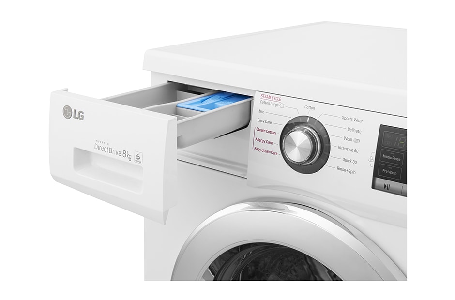 LG 1–8 kg 6 Motion Direct Drive vaskemaskin, SpaSteam, FH4G6TDY2, thumbnail 10