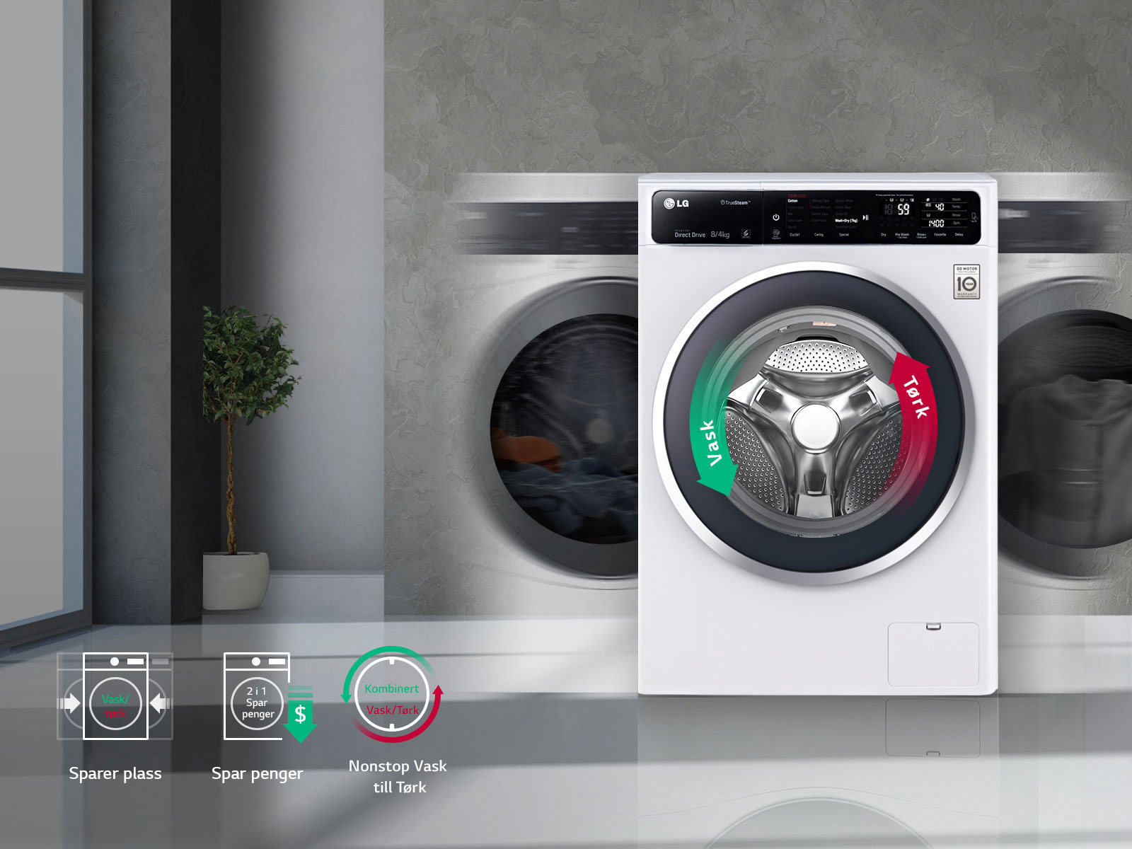Vask og tørk i samme maskin