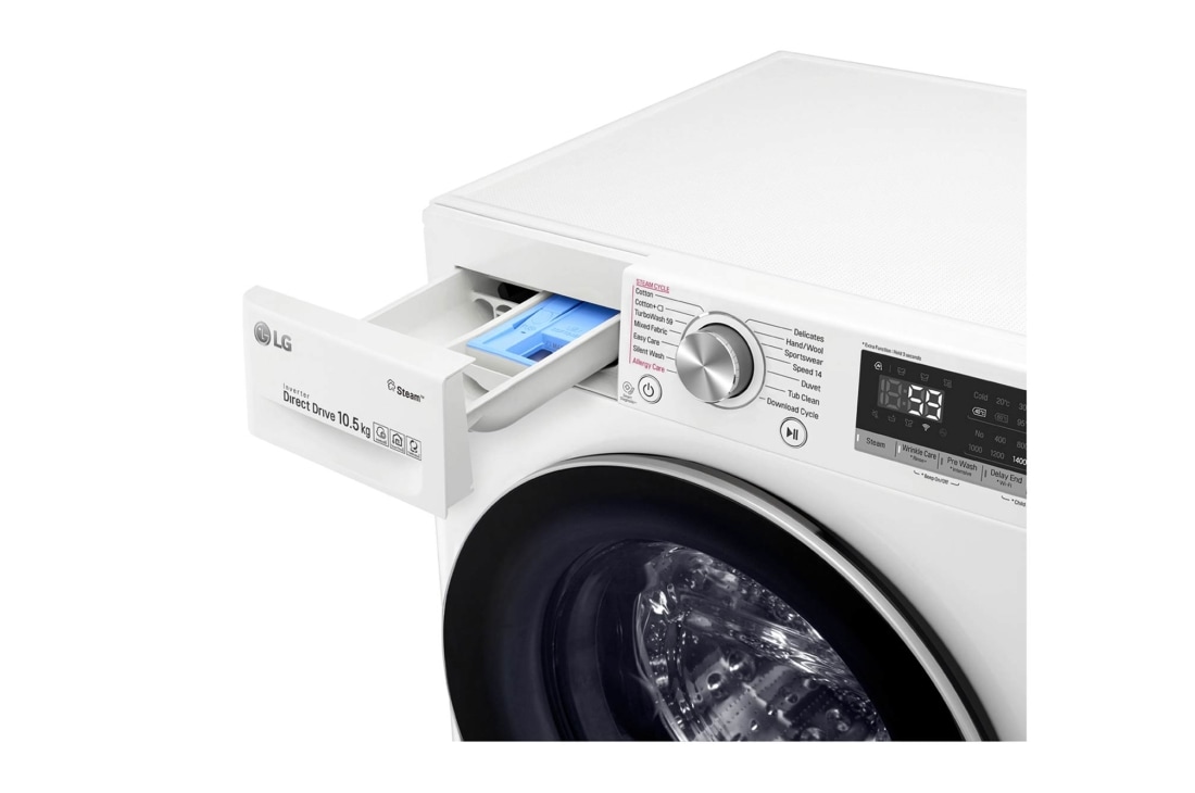 LG 1-10.5 kg Steam+, TurboWash™, AI DD og Wi-Fi,  energiklasse A+++ ( -40%), S4WV710S1W, thumbnail 5