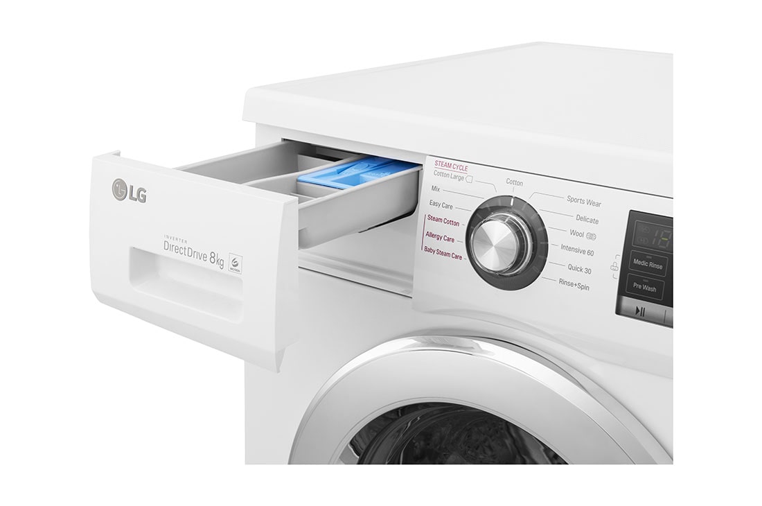 LG 1-8 kg Spa Steam & NFC, 6 Motion Direct Drive vaskemaskine, F4WM308S2W0, thumbnail 7