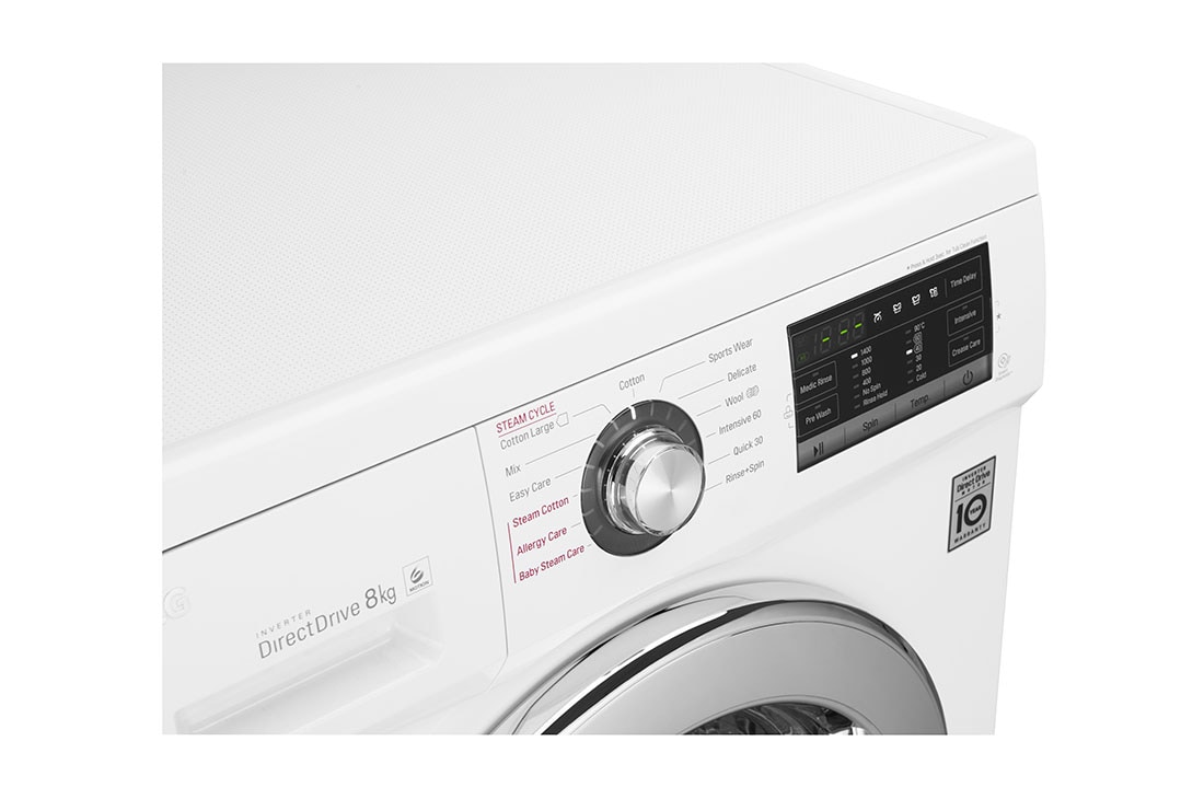 LG 1-8 kg Spa Steam & NFC, 6 Motion Direct Drive vaskemaskine, F4WM308S2W0, thumbnail 8