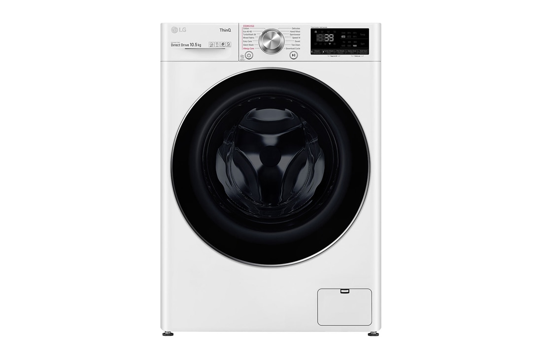 LG 10.5 kg Vaskemaskin(Hvit) - Steam, Energiklasse A, TurboWash360™, AI DD™, Smart Diagnosis™ med Wi-Fi, FV96JNS2QE