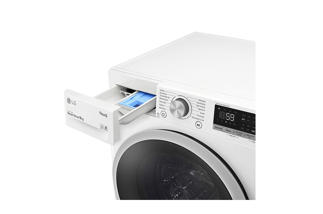 LG  9 kg Vaskemaskin(Hvit) - Energiklasse D, TurboWash™, AI DD™, Smart Diagnosis™ med Wi-Fi, P4AQVN1W, thumbnail 5