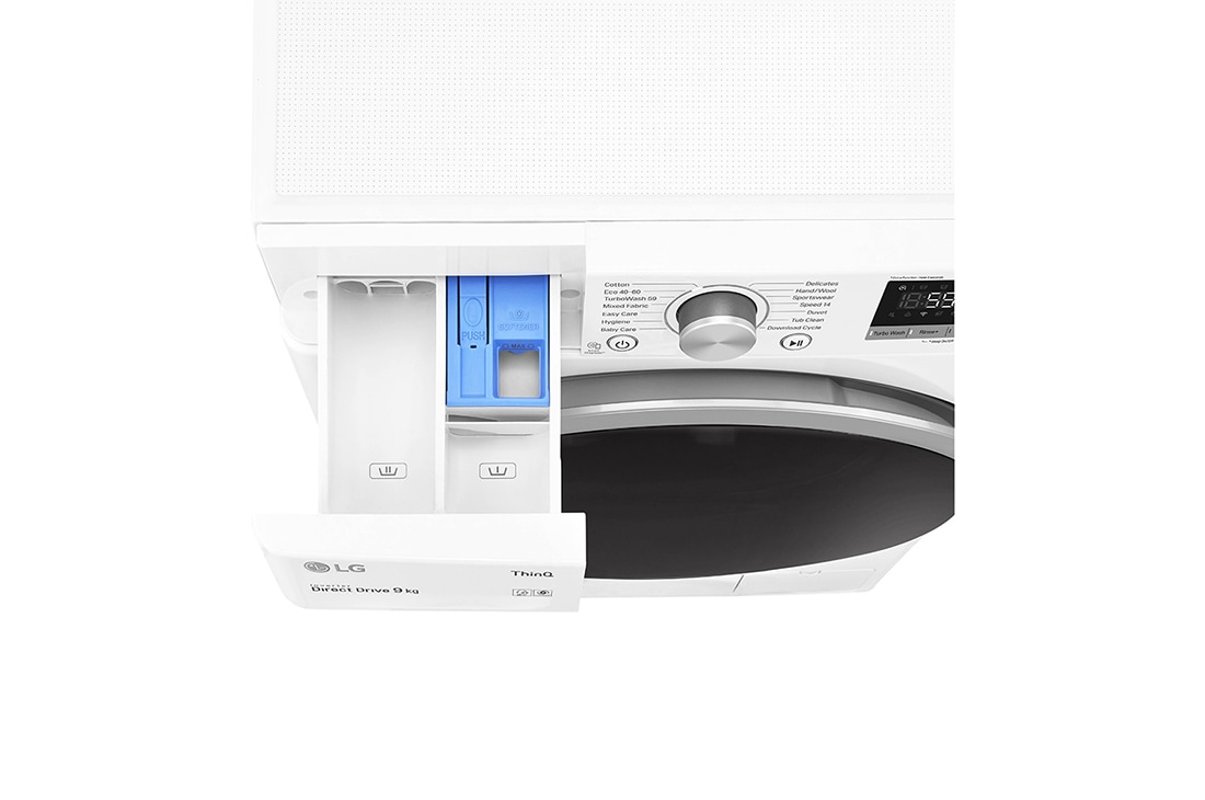 LG  9 kg Vaskemaskin(Hvit) - Energiklasse D, TurboWash™, AI DD™, Smart Diagnosis™ med Wi-Fi, P4AQVN1W, thumbnail 6
