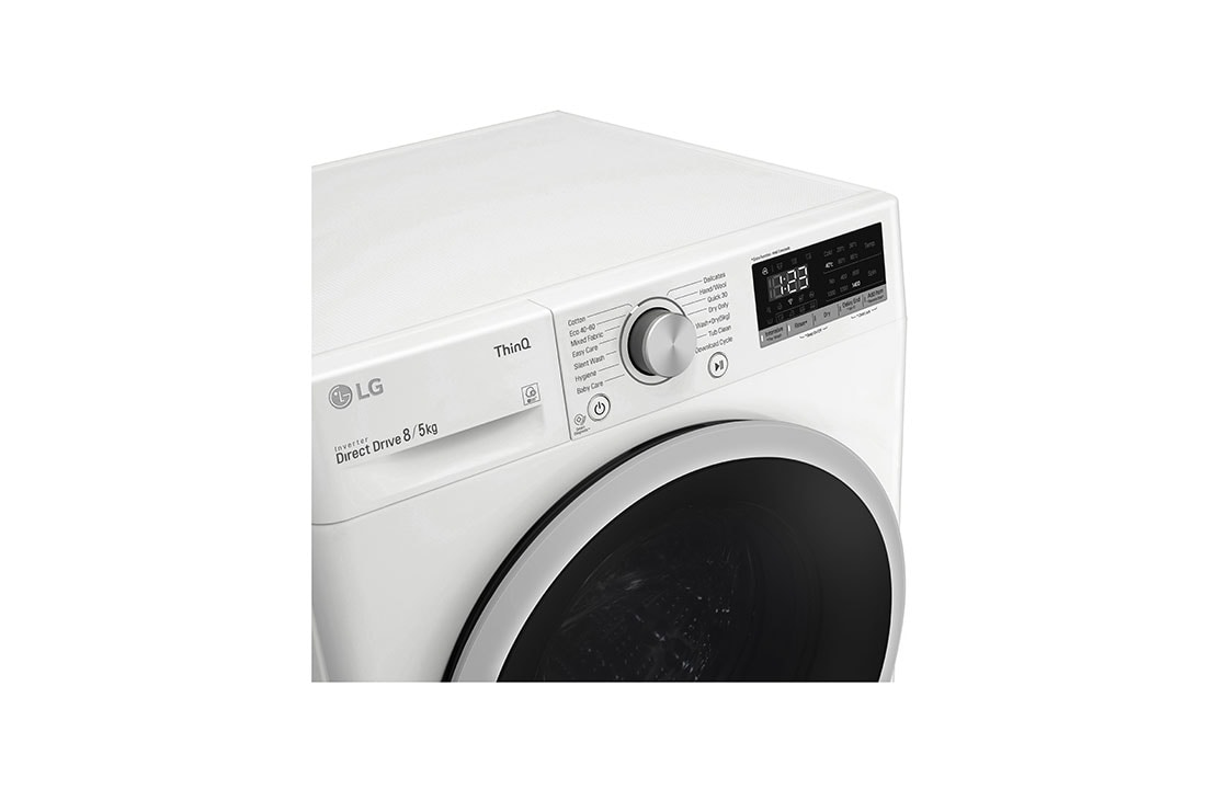 LG 7 kg / 5 kg Kombinert vaskemaskin/tørketrommel(Hvit) - Energiklasse E, AI DD™, Smart Diagnosis™ med Wi-Fi, F2DV507N1WS, F2DV507N1WS, thumbnail 7