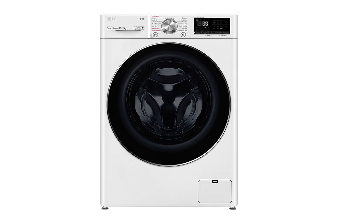 LG 8.5 kg / 5 kg Kombinert vaskemaskin/tørketrommel(Hvit) - Steam+, Energiklasse E, TurboWash™360, AI DD™, Smart Diagnosis™ med Wi-Fi, CV92T5S2SQE