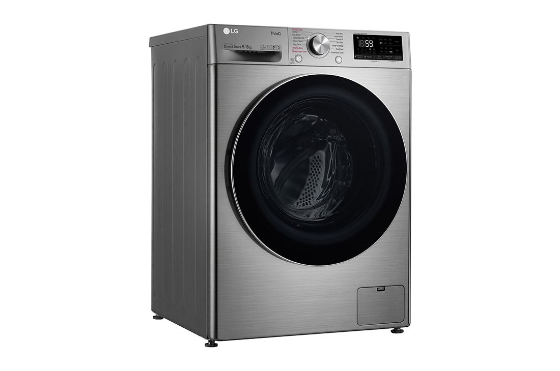 LG 9 kg / 6 kg Kombinert vaskemaskin/tørketrommel(Grafitt) - Steam, Energiklasse E, TurboWash™, AI DD™, Smart Diagnosis™ med Wi-Fi, CV70V6S2BE, thumbnail 11