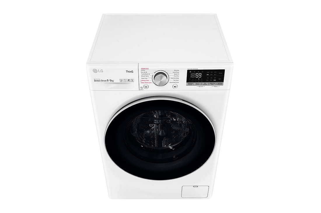 LG 9 kg / 6 kg Kombinert vaskemaskin/tørketrommel(Hvit) - Steam, Energiklasse E, TurboWash™, AI DD™, Smart Diagnosis™ med Wi-Fi, P4AQVH1WE, thumbnail 10