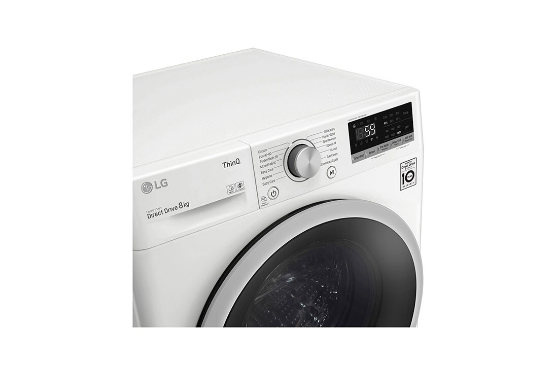 LG 8 kg Vaskemaskin(Hvit) - Energiklasse D, TurboWash™, AI DD™, Smart Diagnosis™ med Wi-Fi, K4WV508N1W, thumbnail 5