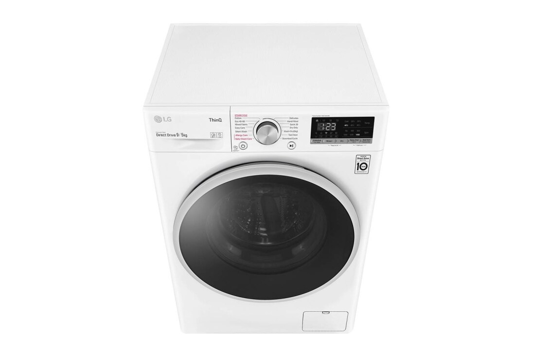 LG 9 kg / 5 kg Kombinert vaskemaskin/tørketrommel(Hvit) - Steam, Energiklasse E, AI DD™, Smart Diagnosis™ med Wi-Fi, F4DV509S1W, thumbnail 10