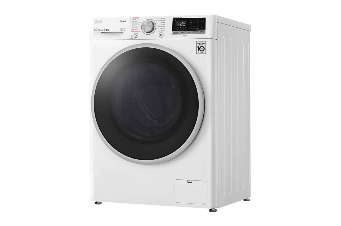 LG 9 kg / 5 kg Kombinert vaskemaskin/tørketrommel(Hvit) - Steam, Energiklasse E, AI DD™, Smart Diagnosis™ med Wi-Fi, F4DV509S1W, thumbnail 12