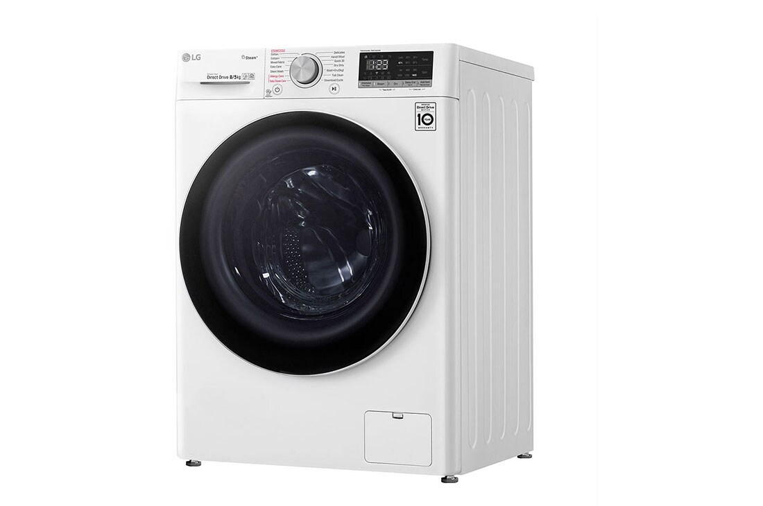 LG 8 kg / 5 kg Kombinert vaskemaskin/tørketrommel(Hvit) - Steam, Energiklasse E, AI DD™, Smart Diagnosis™ med Wi-Fi, F4DV508S0W, thumbnail 13