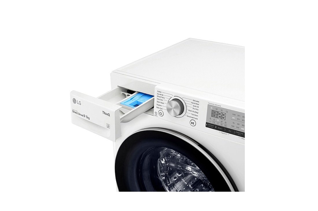 LG 9 kg / 5 kg Kombinert vaskemaskin/tørketrommel(Hvit) - Energiklasse E, AI DD™, Smart Diagnosis™ med Wi-Fi, F4DV409N1W, thumbnail 5
