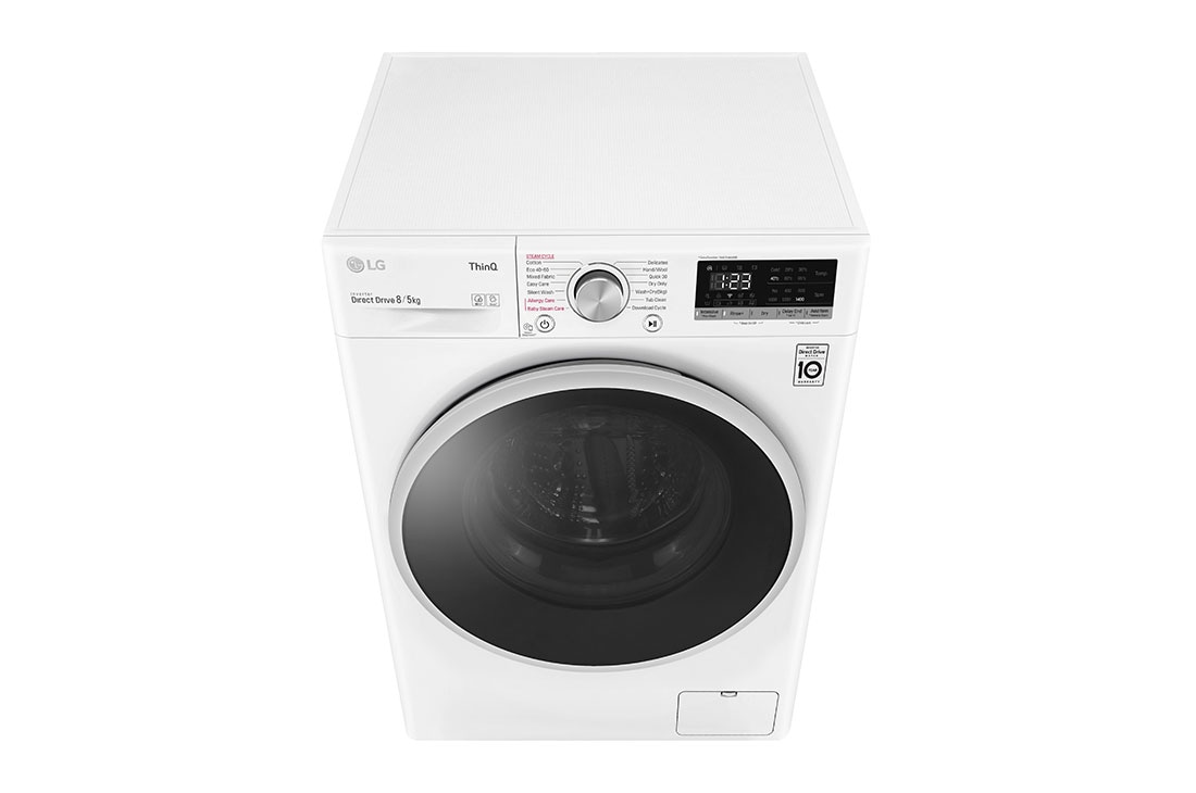 LG  8 kg / 5 kg Kombinert vaskemaskin/tørketrommel(Hvit) - Steam, Energiklasse E, AI DD™, Smart Diagnosis™ med Wi-Fi, K4DV508S1W, thumbnail 10