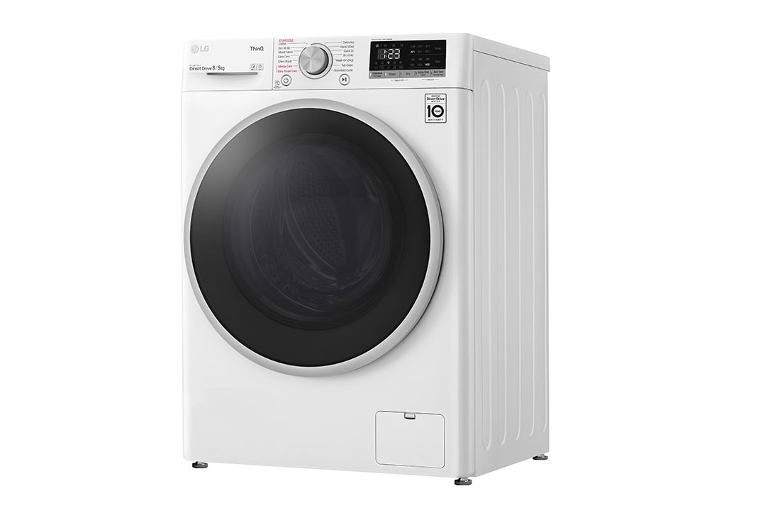 LG  8 kg / 5 kg Kombinert vaskemaskin/tørketrommel(Hvit) - Steam, Energiklasse E, AI DD™, Smart Diagnosis™ med Wi-Fi, K4DV508S1W, thumbnail 12