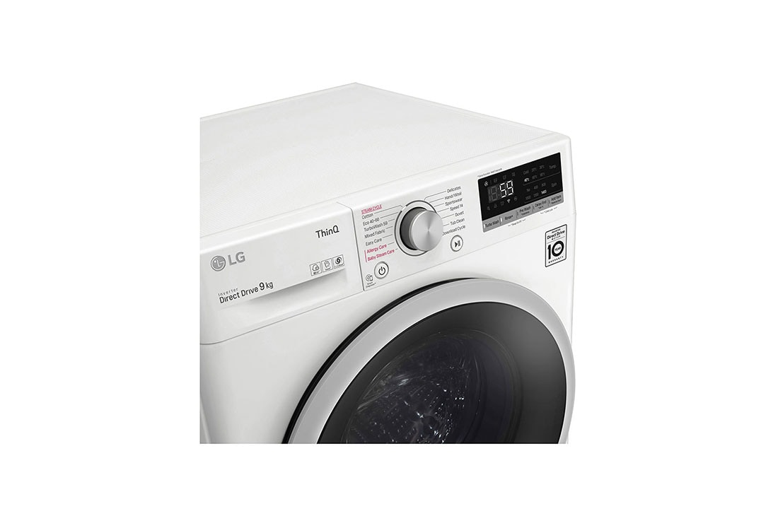 LG  9 kg Vaskemaskin(Hvit) - Steam, Energiklasse D, TurboWash™, AI DD™, Smart Diagnosis™ med Wi-Fi, F4WV509S1W, thumbnail 7