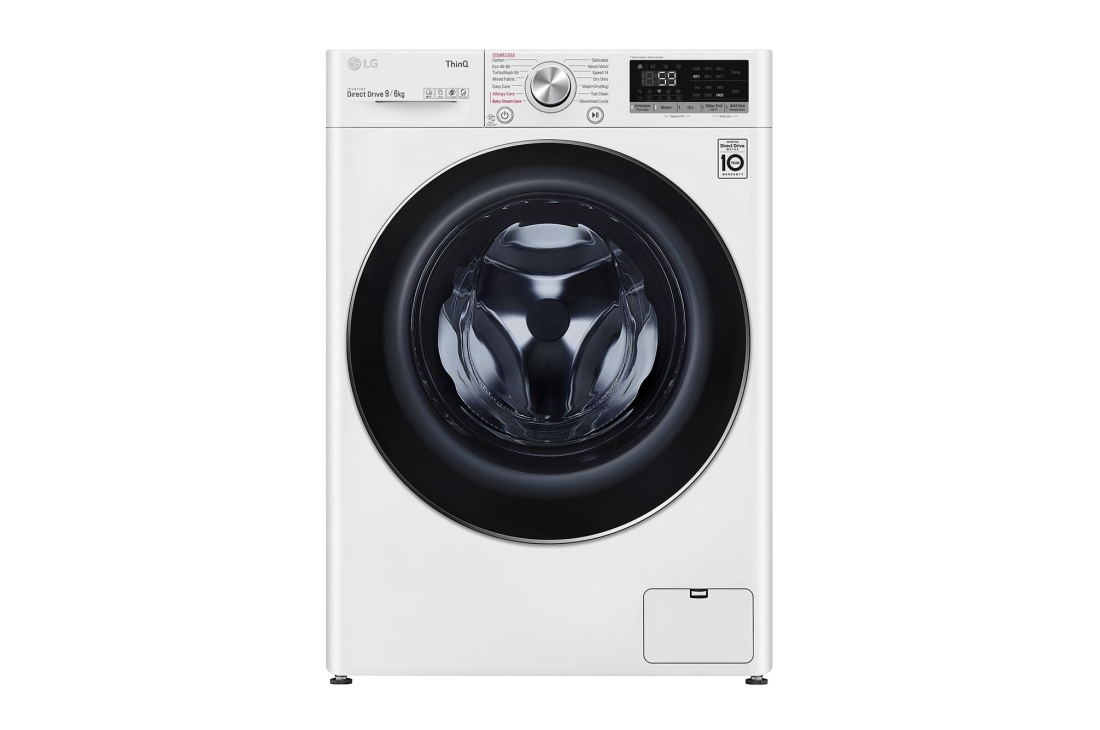 LG 9 kg / 6 kg Kombinert vaskemaskin/tørketrommel(Hvit) - Energiklasse E, Steam™, TurboWash™ , Smart Diagnosis med Wi-fi, W4DV709H1W