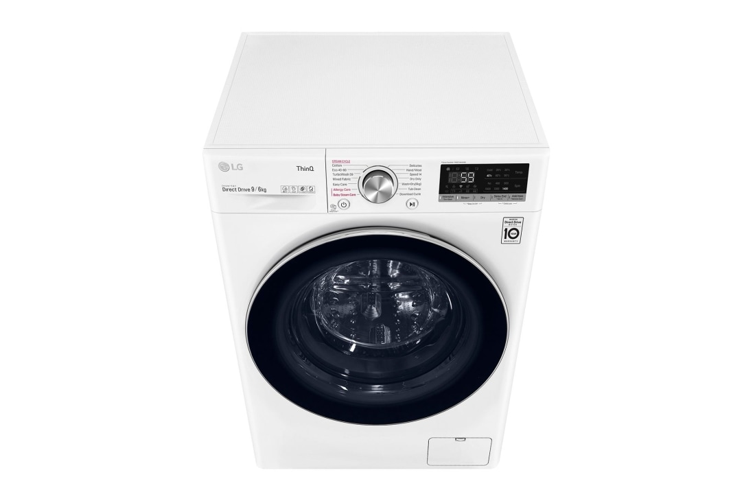LG 9 kg / 6 kg Kombinert vaskemaskin/tørketrommel(Hvit) - Energiklasse E, Steam™, TurboWash™ , Smart Diagnosis med Wi-fi, W4DV709H1W, thumbnail 9