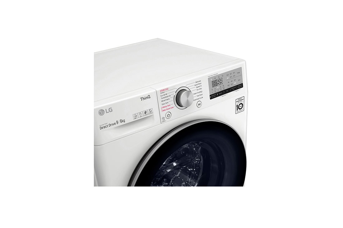 LG 9 kg / 6 kg Kombinert vaskemaskin/tørketrommel(Hvit) - Energiklasse E, Steam™, TurboWash™ , Smart Diagnosis med Wi-fi, K4DV709H0W, K4DV709H0W, thumbnail 7
