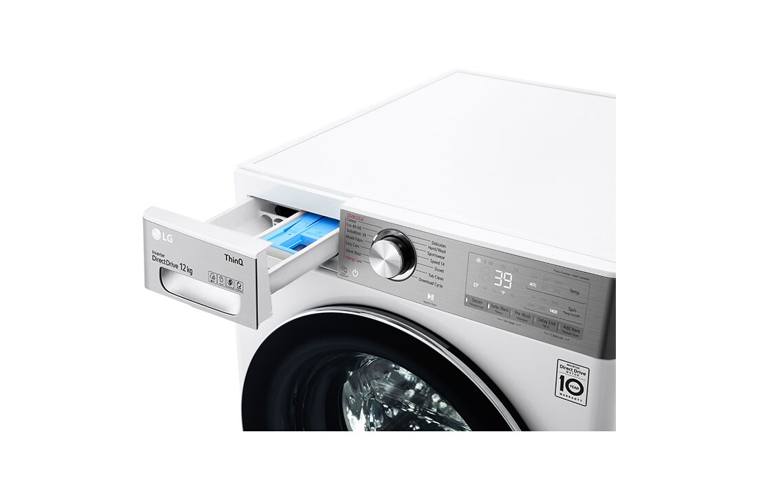 LG 12 kg Vaskemaskin(Hvit) - Steam, Energiklasse A, TurboWash360™, AI DD™, Smart Diagnosis™ med Wi-Fi, P4AVBS2WE, P4AVBS2WE, thumbnail 5