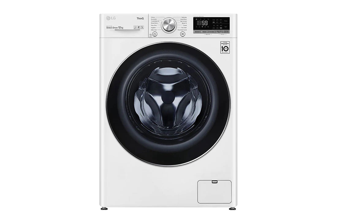 LG 12 kg Vaskemaskin(Hvit) -  Energiklasse B, TurboWash™. AI DD™ , Smart Diagnosis™ med wifi, Front (Without Top), F4WV712N1W