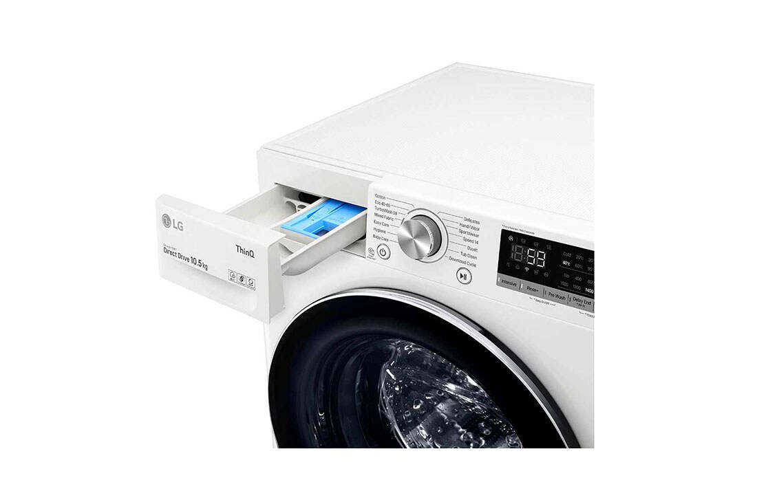 LG 10.5 kg Vaskemaskin(Hvit) -  Energiklasse B, TurboWash™. AI DD™ , Smart Diagnosis™ med wifi, P4AQJN1WE, P4AQJN1WE, thumbnail 5