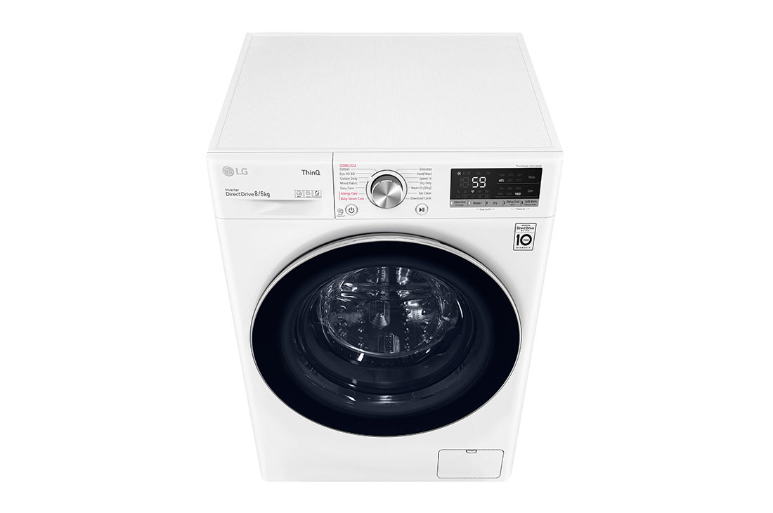 LG 8 kg / 6 kg Kombinert vaskemaskin/tørketrommel(Hvit) - Steam, Energiklasse E, AI DD™, Smart Diagnosis™ med Wi-Fi, CV50T6S2E, CV50T6S2E, thumbnail 9