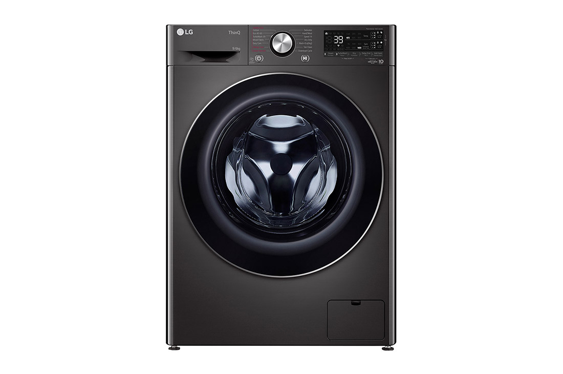 LG 9 kg / 6 kg Kombinert vaskemaskin/tørketrommel(Svart) - Auto-Dose, Steam, Energiklasse E, TurboWash™360, AI DD™, Smart Diagnosis™ med Wi-Fi, CV90V6S2BA, CV90V6S2BA