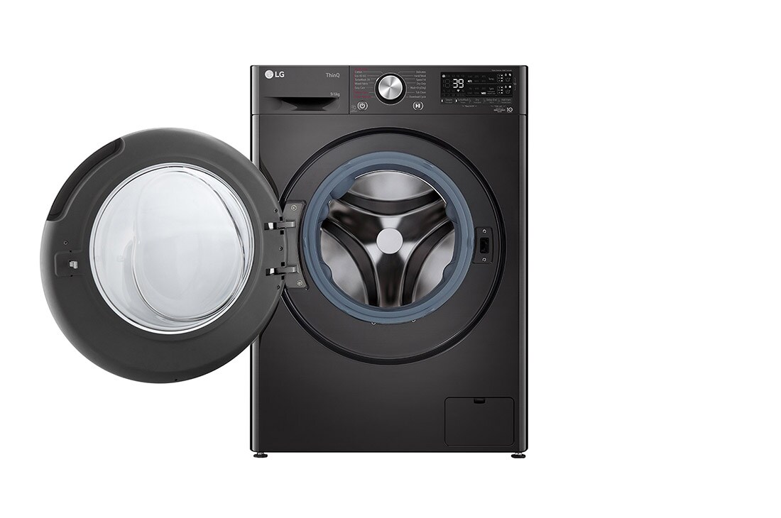 LG 9 kg / 6 kg Kombinert vaskemaskin/tørketrommel(Svart) - Auto-Dose, Steam, Energiklasse E, TurboWash™360, AI DD™, Smart Diagnosis™ med Wi-Fi, CV90V6S2BA, CV90V6S2BA, thumbnail 2
