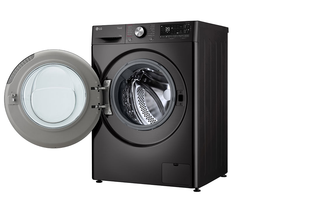 LG 11 kg Vaskemaskin(Svart) - Auto Dose, Steam, Energiklasse A, TurboWash360™, AI DD™, Smart Diagnosis™ med Wi-Fi, Right view door open, FV94ENS2QA, thumbnail 13