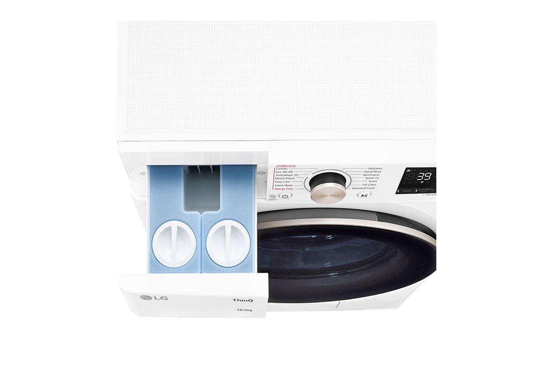 LG 10.5 kg Vaskemaskin(Hvit) - Auto Dose, Steam, Energiklasse A, TurboWash360™, AI DD™, Smart Diagnosis™ med Wi-Fi, FV96JNS2WA, thumbnail 6