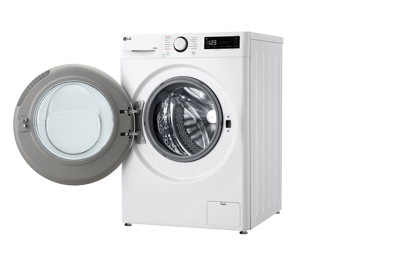 LG 9kg / 6 kg Kombinert vaskemaskin/tørketrommel(Hvit) - Steam, Energiklasse A/D, TurboWash™360, AI DD™, Smart Diagnosis™, Right_open_View, CV50T6S2E1, thumbnail 11