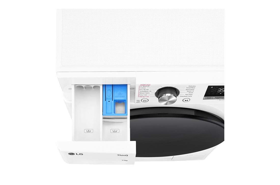 LG 11 kg Vaskemaskin(Hvit) - Steam, Energiklasse A, TurboWash360™, AI DD™, Smart Diagnosis™ med Wi-Fi, FV74JNS2QA, FV94ENS2WN, thumbnail 7