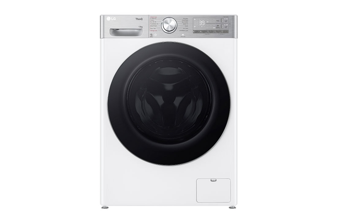 LG 13 kg Vaskemaskin(Hvit) - Auto Dose, Steam+, Energiklasse A, TurboWash360™, AI DD™, Smart Diagnosis™ med Wi-Fi, front, P4Y9LAP2W