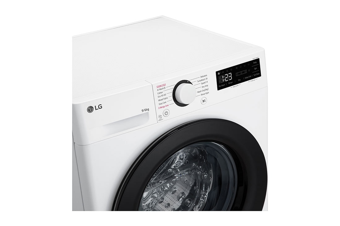 LG 9kg / 6 kg Kombinert vaskemaskin/tørketrommel(Hvit) - Steam, Energiklasse A/D, TurboWash™360, AI DD™, mart Diagnosis™, Display view, F4Y5VRP6WY, thumbnail 7