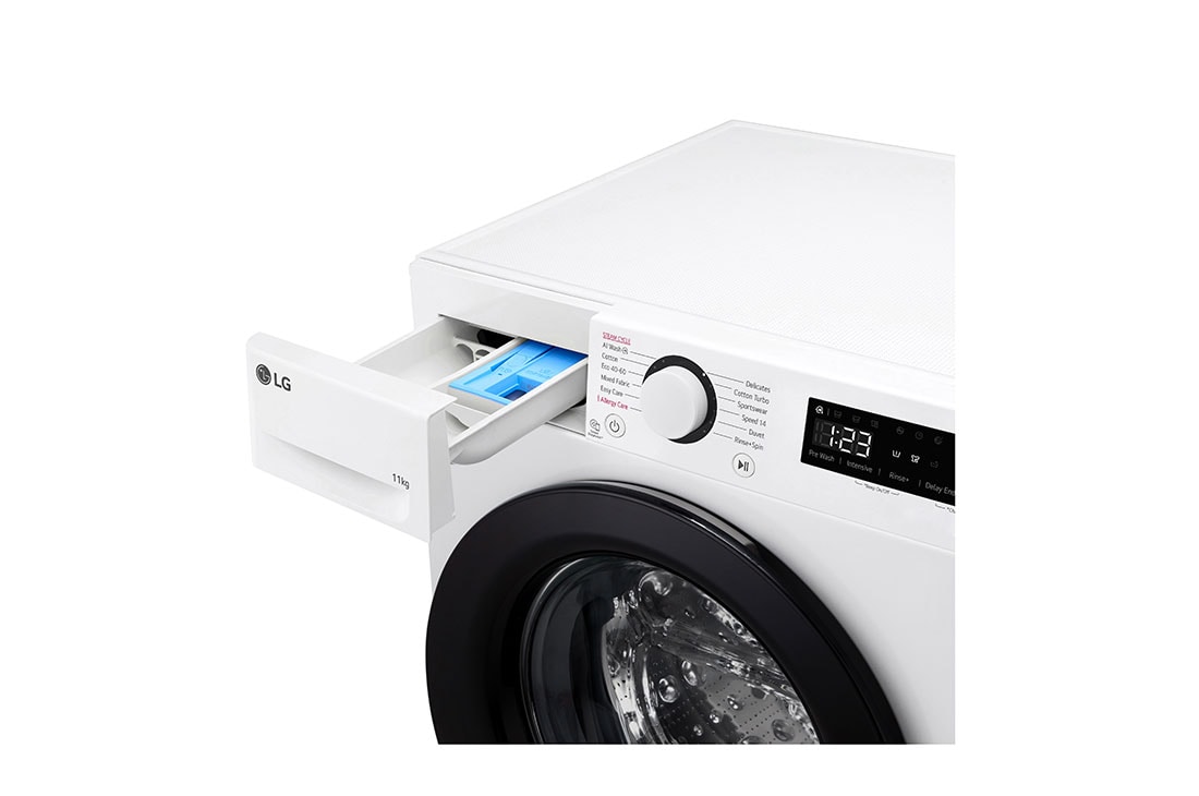 LG 11 kg Vaskemaskin(Hvit) - Steam, Energiklasse A, AI DD™, Smart Diagnosis™, Drawer open, F4Y5EYP6W, thumbnail 6