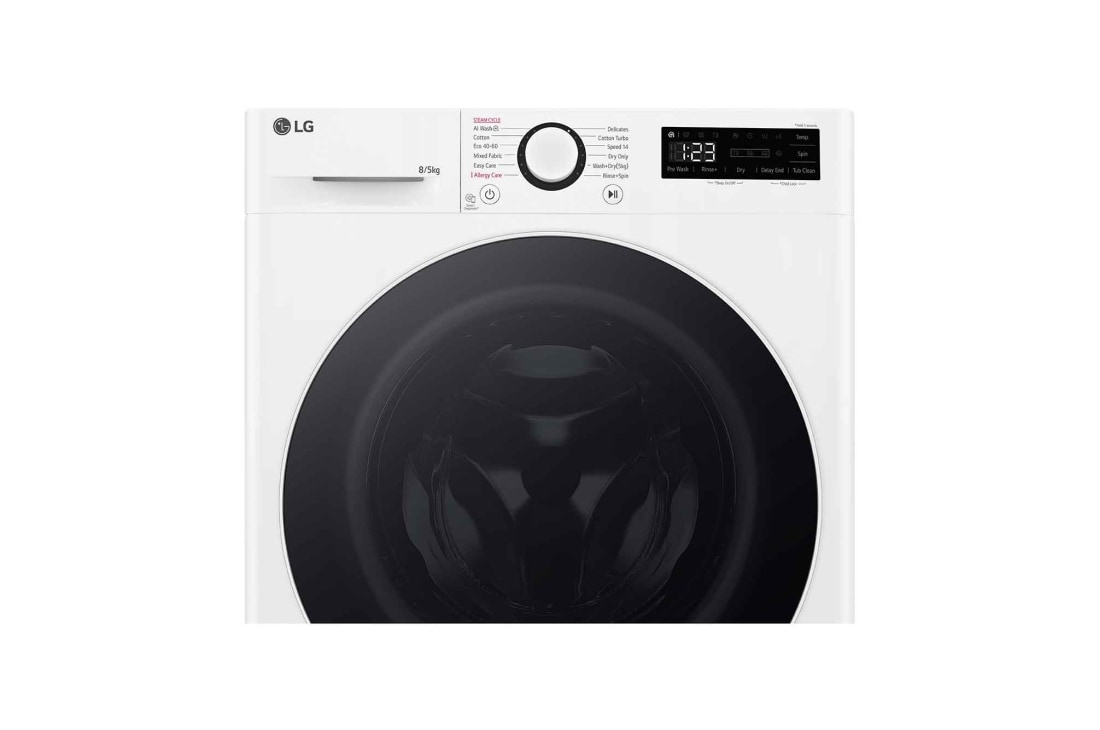 LG Slim 8 kg / 5 kg Kombinert vaskemaskin/tørketrommel(Hvit) - Steam, Energiklasse A/E, AI DD™, Smart Diagnosis™, 47,5cm dybde, Detail1, P2Y5PRP0W, thumbnail 4