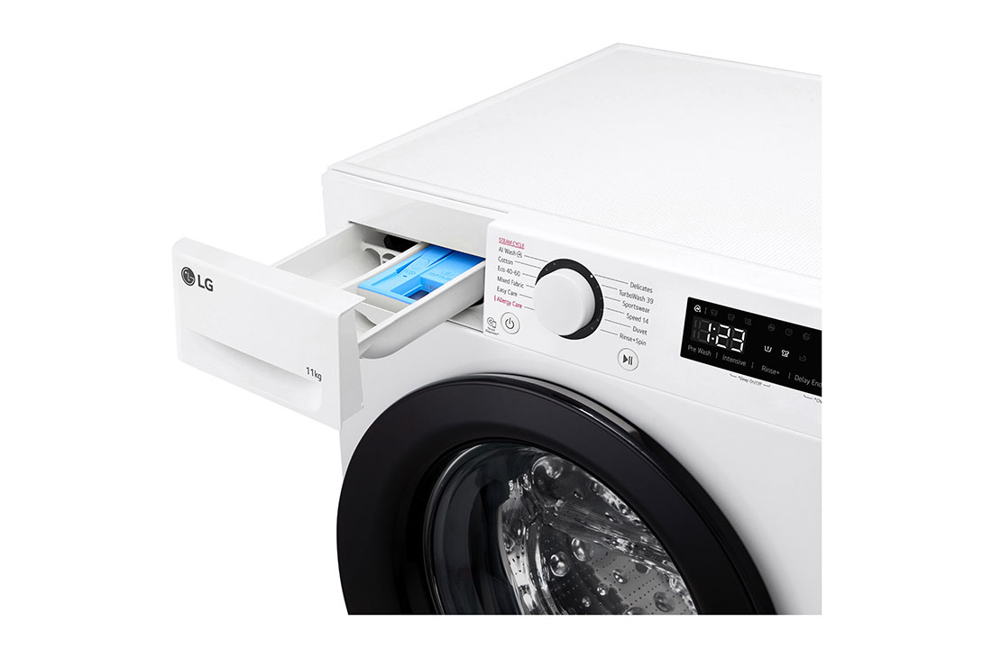 LG 11 kg Vaskemaskin(Hvit) - Steam, Energiklasse A, TurboWash360™, AI DD™, Smart Diagnosis™, Detergent Drawer Open, P4Y5EYW6WY, thumbnail 6
