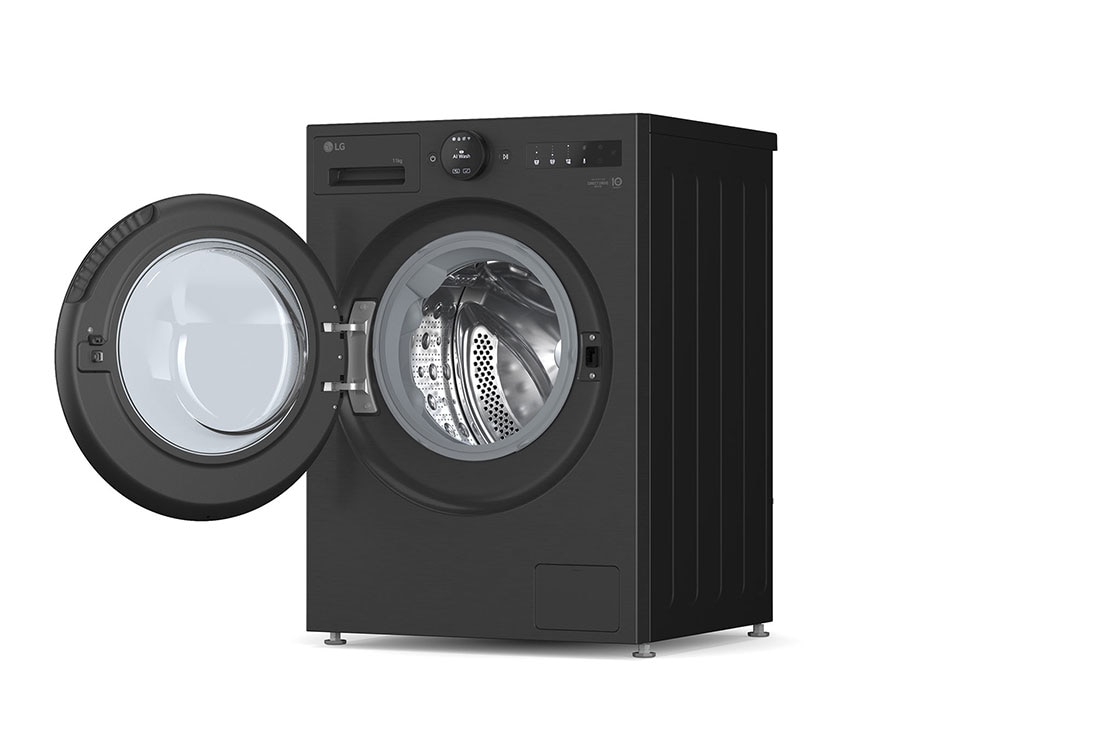 LG 11 kg Vaskemaskin(Essence Black) - Energiklasse A, LCD-panel, Auto Dose, TurboWash360™, AI DD™, Smart Diagnosis™ med Wi-Fi, left side  open , F4X7511TBB, thumbnail 10